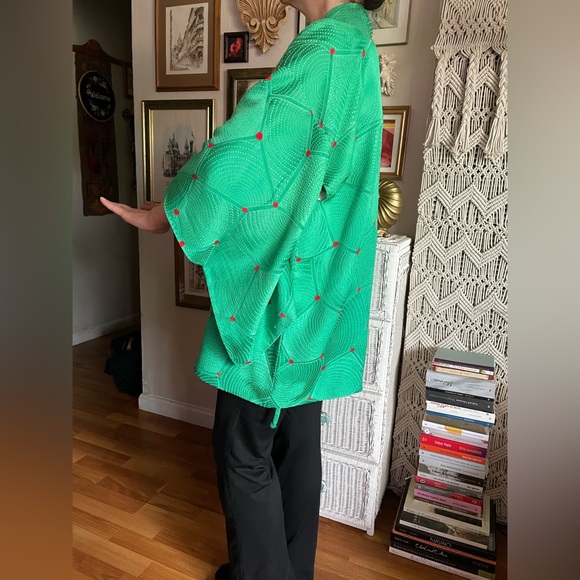 Green Silk Haori Kimono - Picture 3 of 14